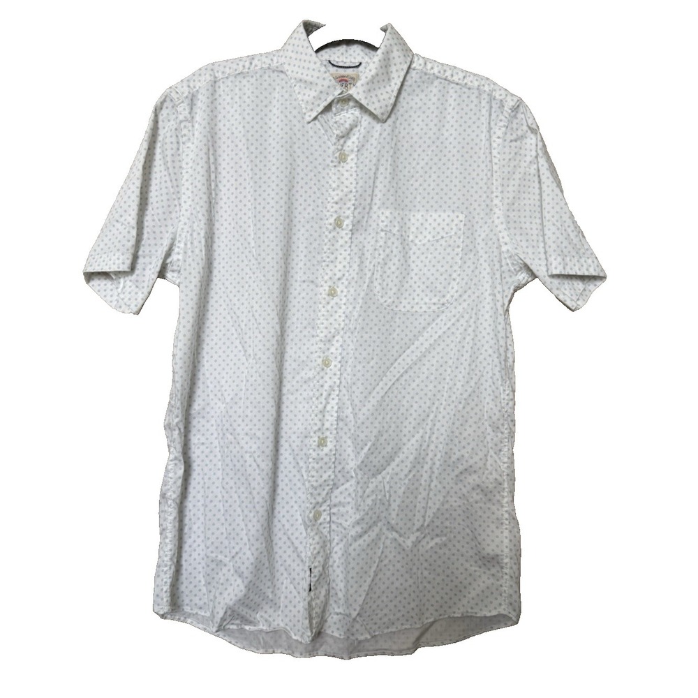 Faherty Men's Movement Short Sleeve Shirt Size Small White Blue Sunburst Stretch